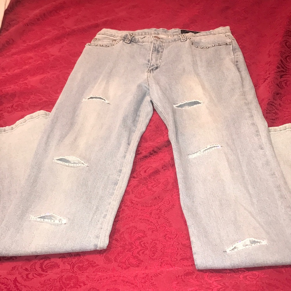 Lana Erica Rhinestone Cutout Light Blue Jean